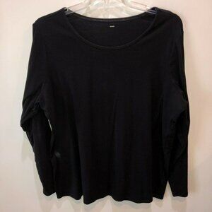 Lane Bryant 1X or 2X See Pic Black Long Sleeve T Shirt Round Neck Tee Casual Top
